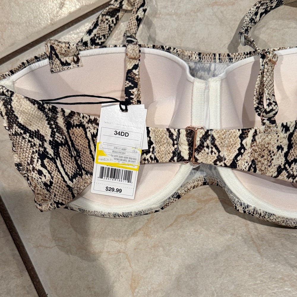 Shade & Shore Snake-Print Bikini Top in Beige and Black - Picture 3 of 3